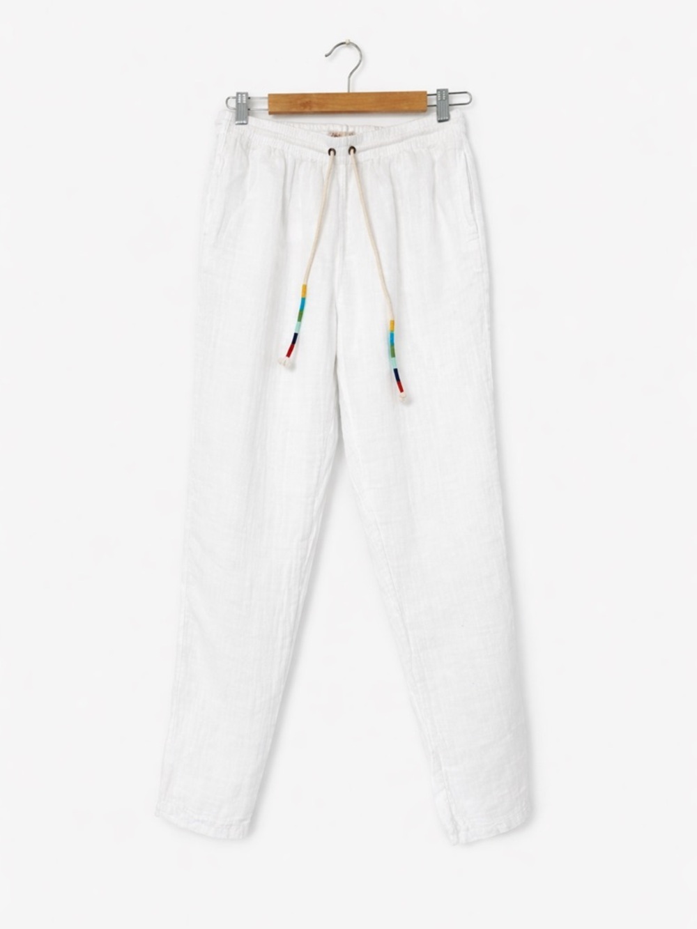 Faherty Organic Cotton Pants S White Drawstring Beach Gauze Relaxed Fit